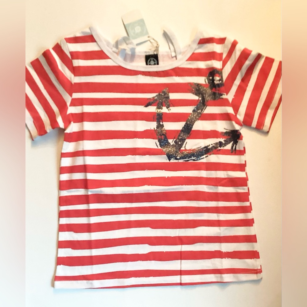 Beachcomber Coastal Kids Girls Nautical Anchor Top Large